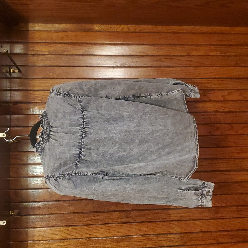 RAILS LINEN BLEND SIZE XXS Gray Denim Women's Top - Picture 5 of 15